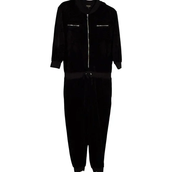 Juicy Couture Black Label Velour Y2K Zip Up‎ Jumpsuit Women's Medium Casual - Picture 3 of 10